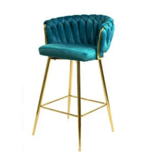 mobiliario-contract-taburete king metal cromado dorado tapizado velvet turquesa 3